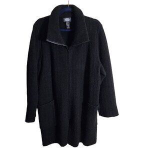 Magic Made In Italy Merino Wool Leather Trim Full Zip Coatagan Size M